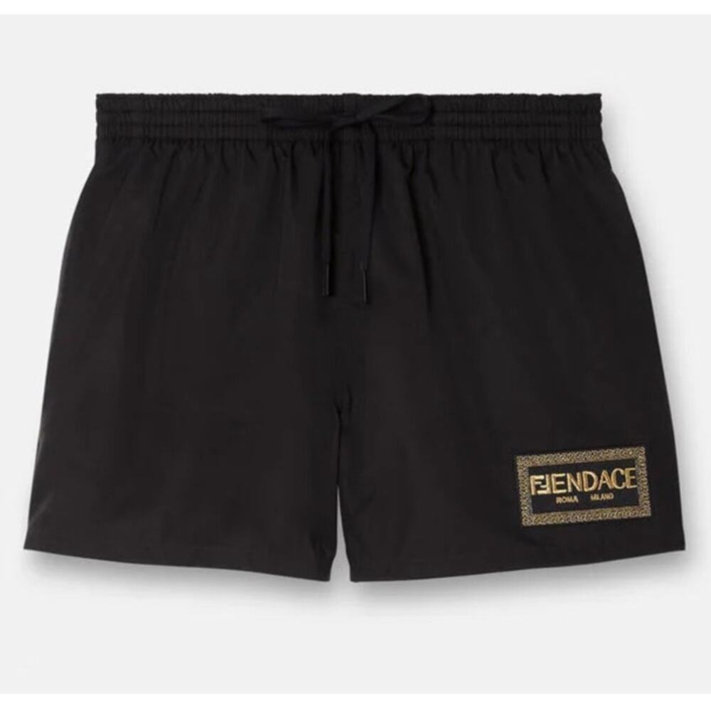 Mens Fendace Fendi Versace Collab Drawstring Swim Shorts Swimwear 56 3XL Black